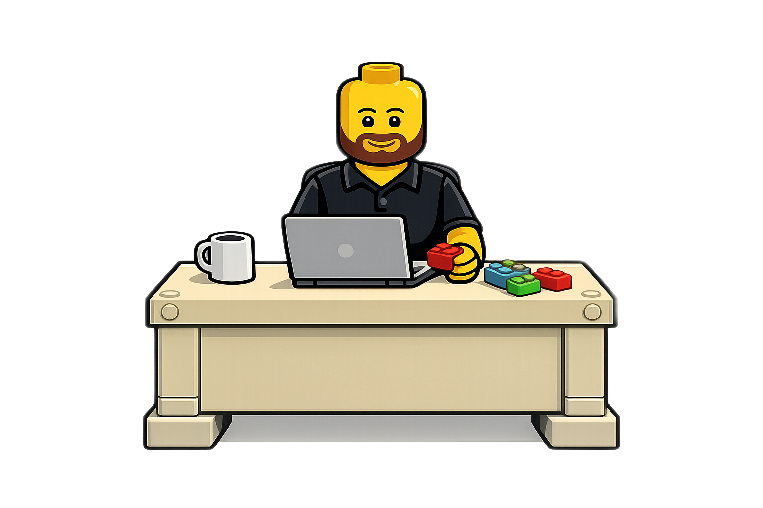 Lego minifigure at a desk